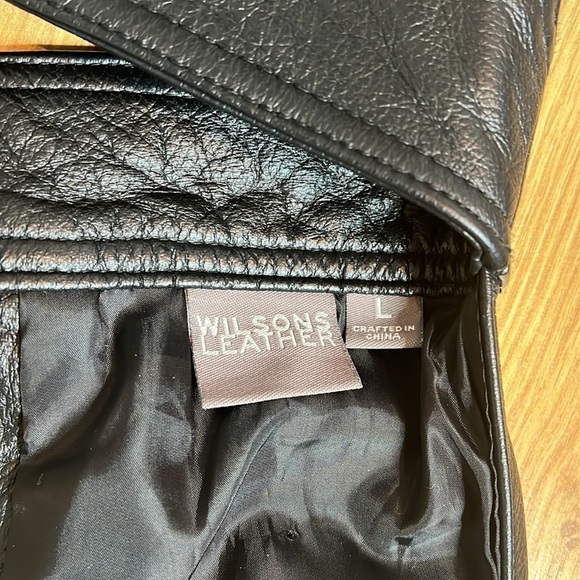 Wilson’s Leather Unisex Size L Black Leather Chaps Zipper Snap Closure - Picture 6 of 16